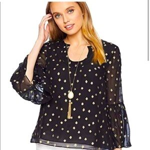 Lilly Pulitzer Amory Top - Onyx Starry Clip Chiffon, Size M